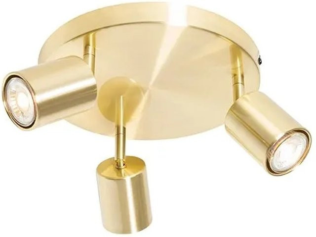 QAZQA Java Moderne Deckenleuchte Messing Rund mit 3 dimmbaren Lichtern und verstellbarem Reflektor - Bild 1