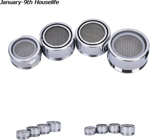 Wassersparnder Küchenwasserhahn Aufsatz mit Schwenkbelüfter und Filter in Silber für verschiedene Gewindegrößen 20 mm, 22 mm und 24 mm - Bild 1