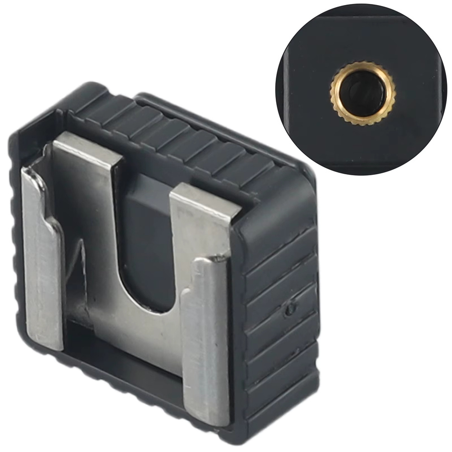Blitz-Hotshoe-Adapter Schwarz: Standard-Hotshoe auf 1/4-Zoll-Schraube für Blitzgeräte und Stative im Fotostudio - Bild 4