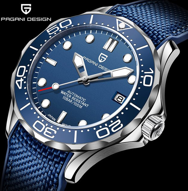 PAGANI DESIGN Armbanduhr, Automatik, Edelstahl, Blau, Herren - Bild 1
