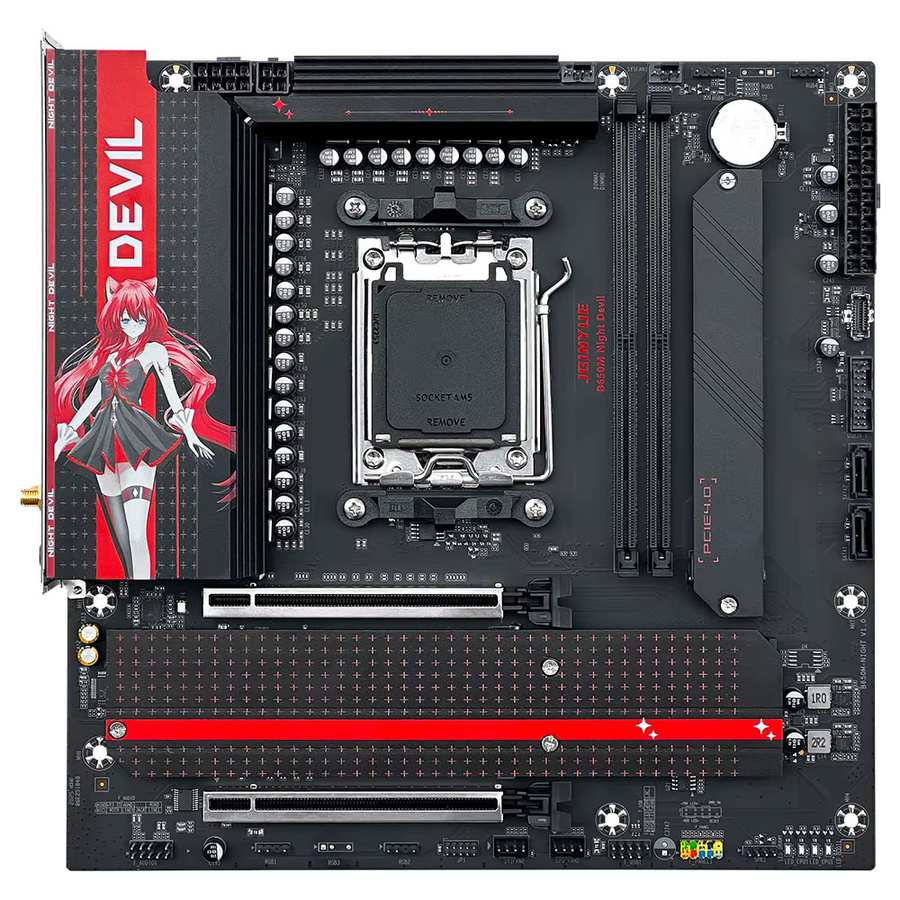 JGINYUE AMD B650M Night Devil M-ATX Motherboard in Schwarz mit DDR5 und M.2 NVMe Unterstützung für AMD AM5 Ryzen 7000/8000/9000 Serie Prozessoren - Bild 7
