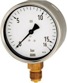 Riegler Manometer Robustausführung in Silber aus Edelstahl mit G 1/2 Anschluss unten, Messbereich 0 - 10,0 bar, Durchmesser: 16,0 cm - Bild 1