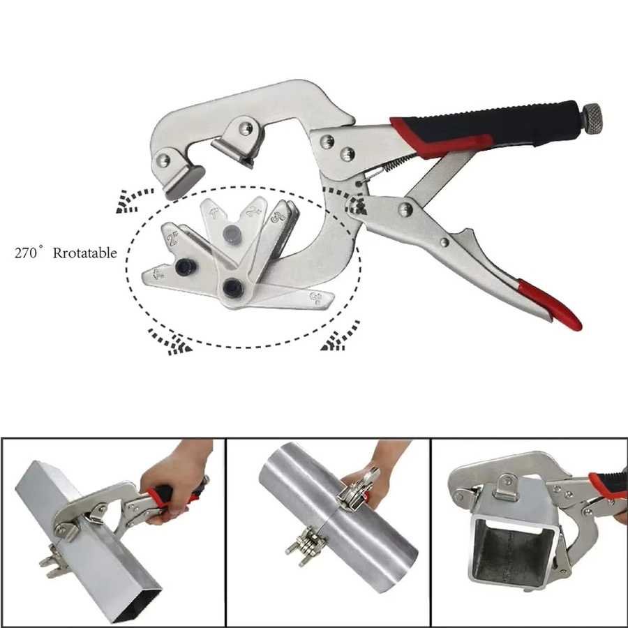 MacWork Verriegelbare Rohrklemme 10 Zoll in Silber mit schwenkbaren V-förmigen Polstern zum Klemmen von Rohren und Schläuchen für Schweißarbeiten und Reparaturen - Bild 2