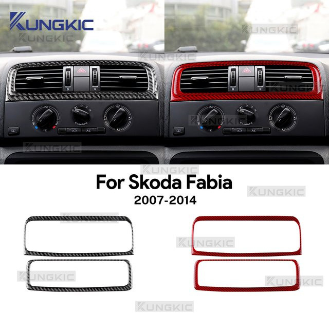 KUNGKIC Carbon Faser Aufkleber für Skoda Fabia 2 MK2 5J, Farbe: Schwarz, für Zentrale Steuerung und Air Outlet - Bild 1