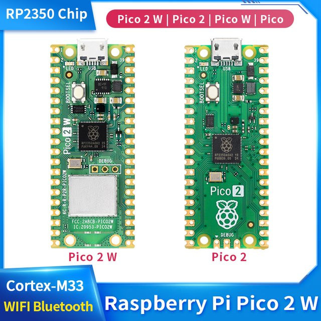 Raspberry Pi Pico 2 W Mikrocontroller mit RP2350 Chip, Dual-Core Arm Cortex-M33 und Hazard 3 RISC-V, Wi-Fi 4 und Bluetooth 5.2, Grün - Bild 1
