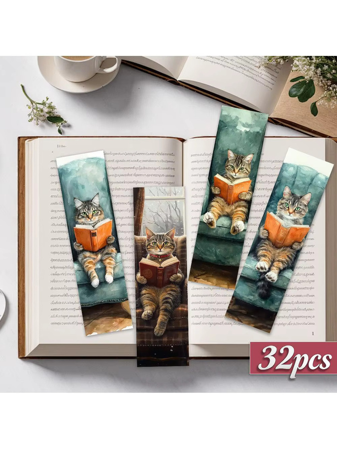 32 Stück Lesezeichen mit Katzenmotiv in Mehrfarbig, kreative künstlerische Designs aus Papier - Bild 7