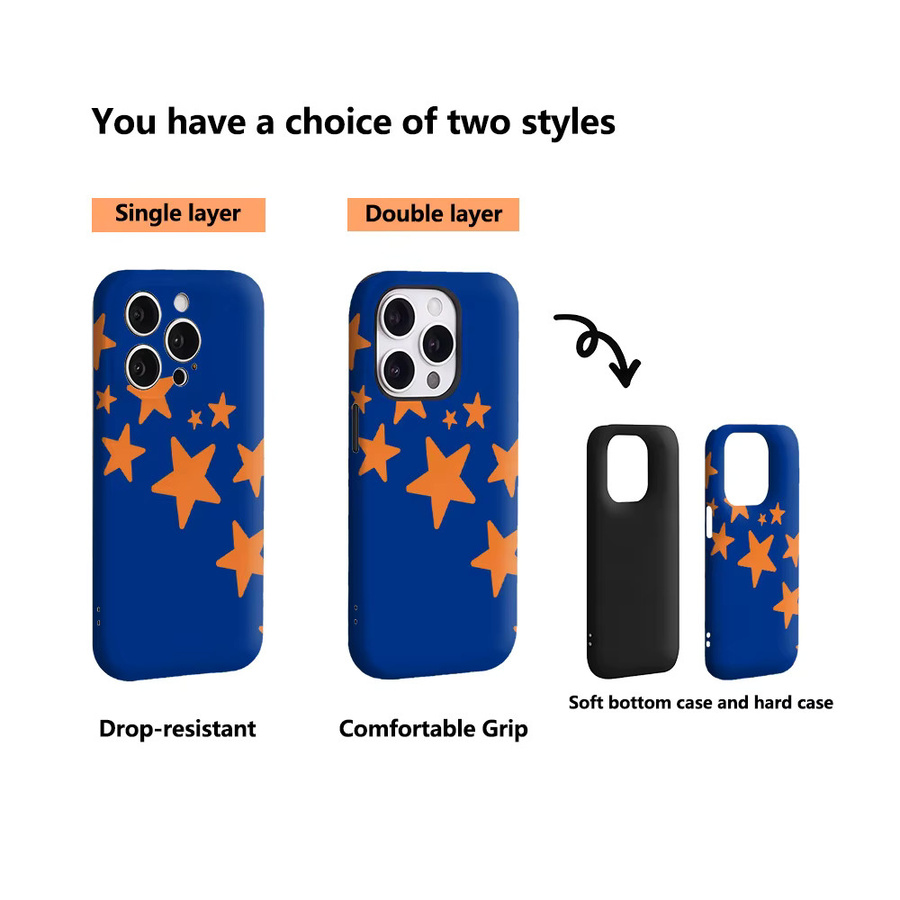Potdemiel Handyhülle Cobalt Starburst Sparkle für iPhone 17 16 15 14 13 12 Pro Max Plus mit doppelschichtiger Rückseite in Blau - Bild 3