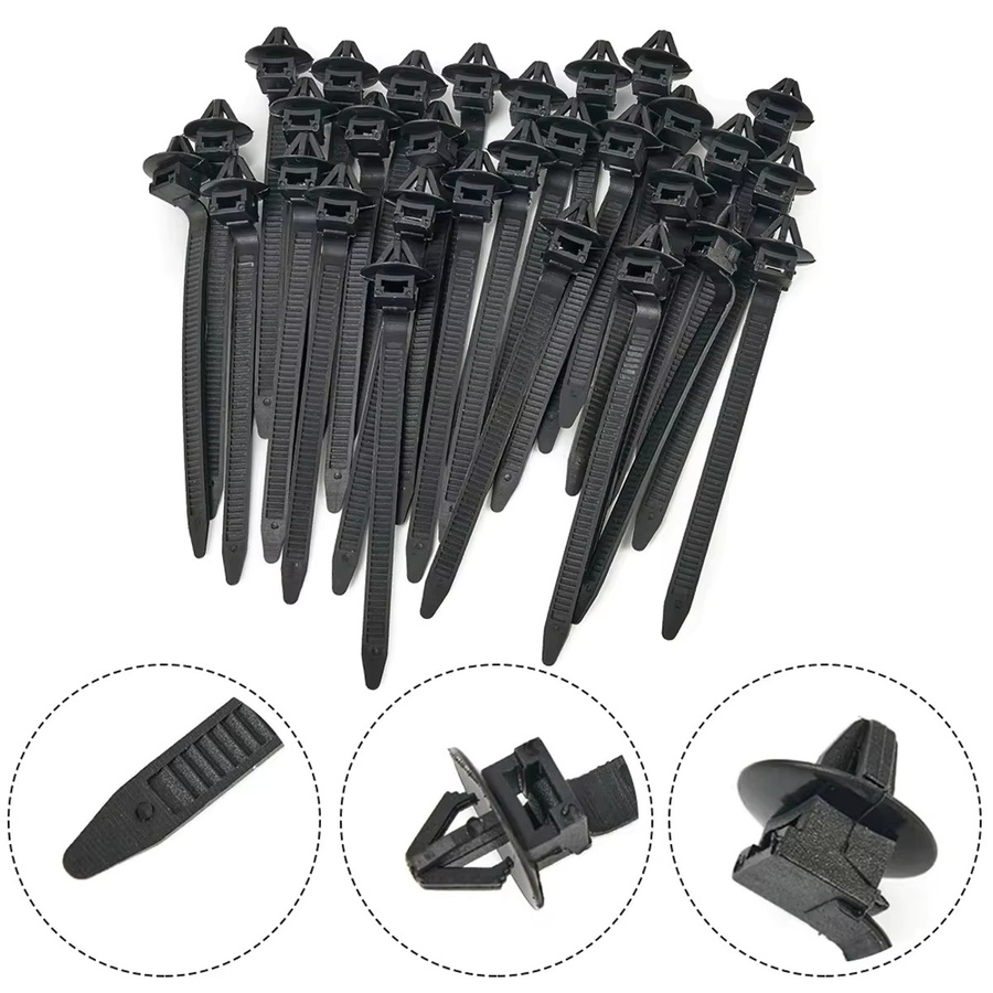 YONGRUN Kfz-Push-Kabelbinder aus schwarzem Nylon zur Kabelbefestigung - Bild 2