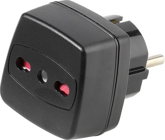 Vivanco Reisestecker für Italien mit Schuko-Stecker in Schwarz - Bild 1