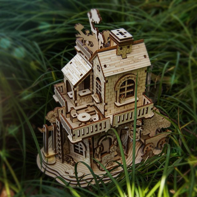 LKAPOPO 3D Tree House Modellpuzzle, Natur, Holz - Bild 1