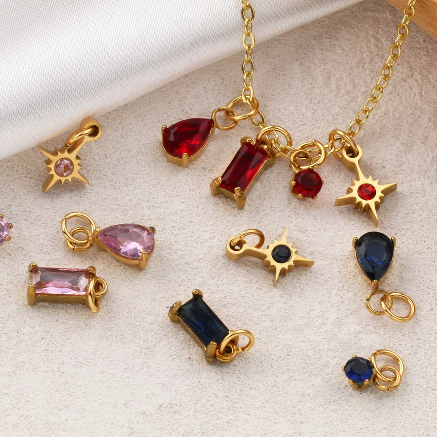 Doreen Box Charms Mini-Anhänger, Edelstahl, Gold, Zirkonia, Unisex - Bild 2