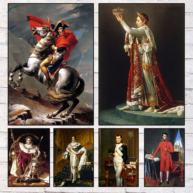 Potdemiel Napoleon Bonaparte Portrait Leinwand Crossing The Alps Krönung von Napoleon I Wandbild Mehrfarbig - Bild 1