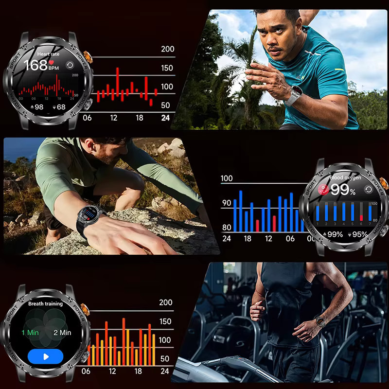 LIGE Smartwatch, 1,7 Zoll, Silikon, Schwarz, Herren - Bild 5