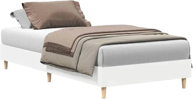 vidaXL Bettgestell aus Holzwerkstoff und Eukalyptusholz in Weiß, B/T/H: 100 x 200 cm - Bild 1