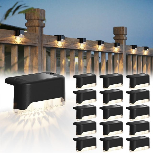 NEWBIRTH Solar LED Außenleuchten für Garten und Terrasse, Wasserdichte Solar Treppenleuchten in Schwarz, Warmweißes Licht - Bild 1