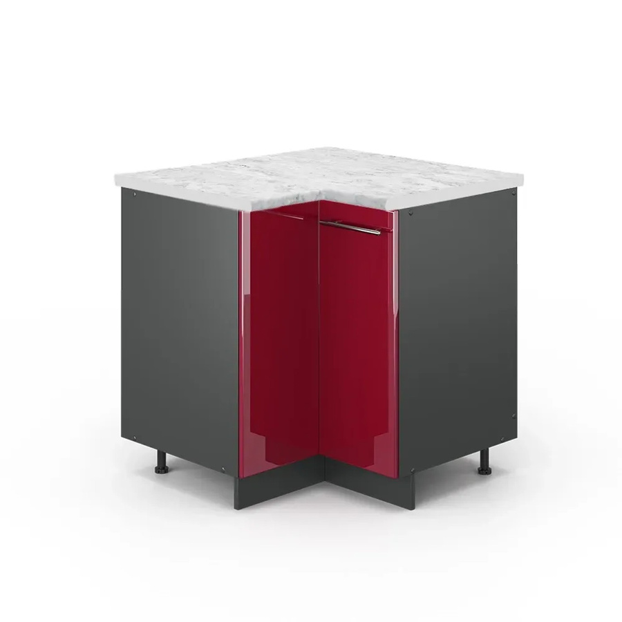 Vicco Eckunterschrank Fame-Line Bordeaux Hochglanz Anthrazit mit Soft-Close-Türen B/T/H: 80,5 x 60,0 x 82,0 cm - Bild 2