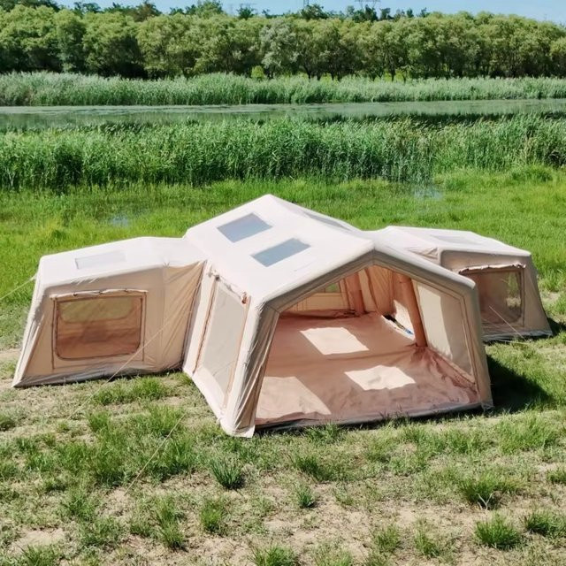 XMSJ Aufblasbares Campingzelt für Outdoor-Veranstaltungen, wasserdicht, Farbe: Sand/Beige - Bild 1