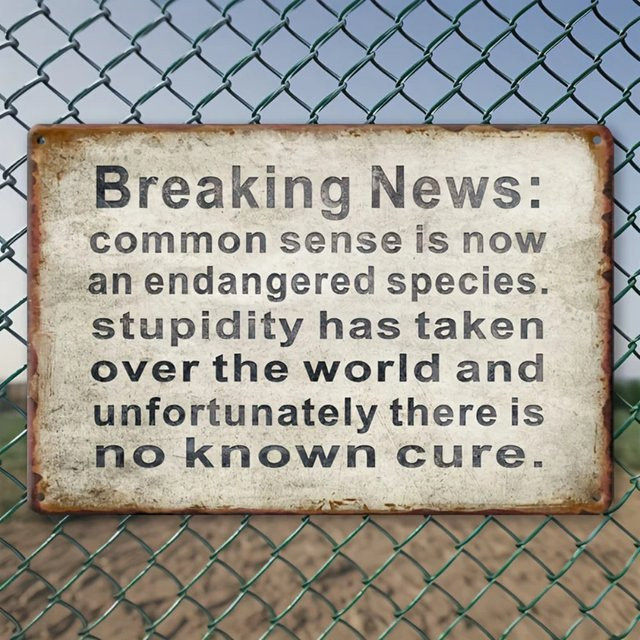 Vintage Aluminium-Dekorschild Potdemiel Breaking News Common Sense in Mehrfarbig, Rechteckig, 20 x 20 cm - Bild 1