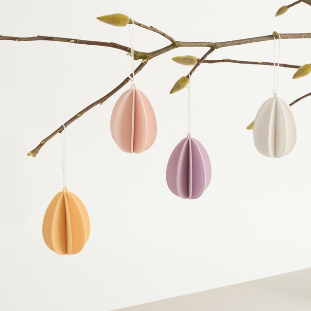 Blume2000 Deko Holz Hänger Eier Plissee 4er-Set in Multicolour - Bild 1