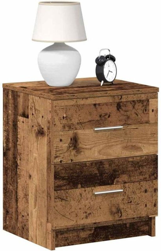 Vidaxl Set aus 2 Nachttischen mit 2 Schubladen in Braun im Landhaus- und Industrial-Stil, H x B x T: 50 x 40 x 36 cm - Bild 1