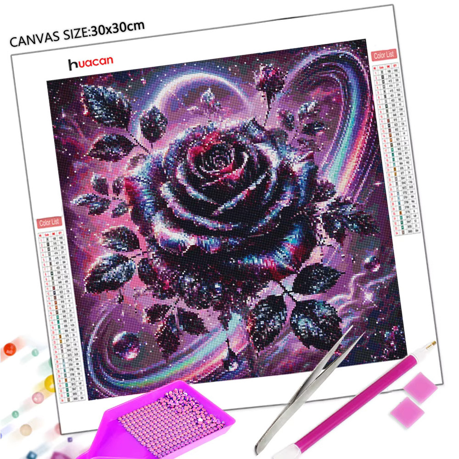 Huacan Diamond Painting Set Rose Blume mit quadratischen Steinen in Multicolour - Bild 2