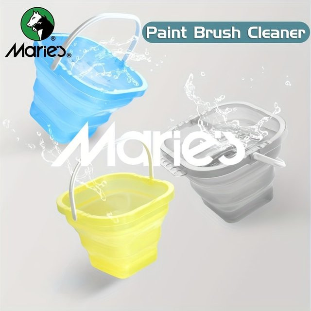 Marie's Pinselreiniger für Aquarell- und Ölmalerei, faltbarer und tragbarer Pinselwascher aus Kunststoff, Grau - Bild 1