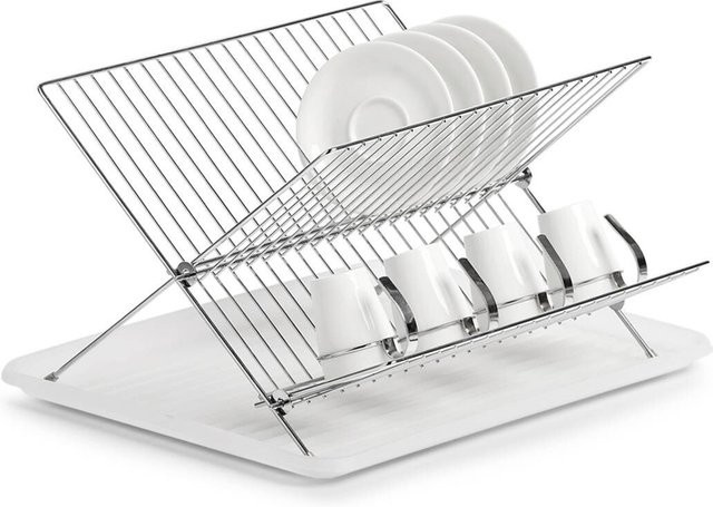Zeller Present Geschirrabtropfständer aus Metall in Weiß mit Abtropfschale und klappbarer Funktion, B/H/L: 32 x 23 x 43 cm - Bild 1