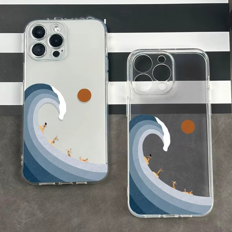 Transparente TPU-Handyhülle mit Surfing Pattern für iPhone 11 bis iPhone 17 Pro Max und weitere Modelle - Bild 3