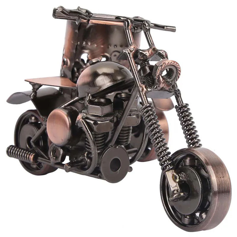 GoolRC Vintage Motorrad Modell aus Metall als Stifthalter und Deko-Ornament in Braun - Bild 5