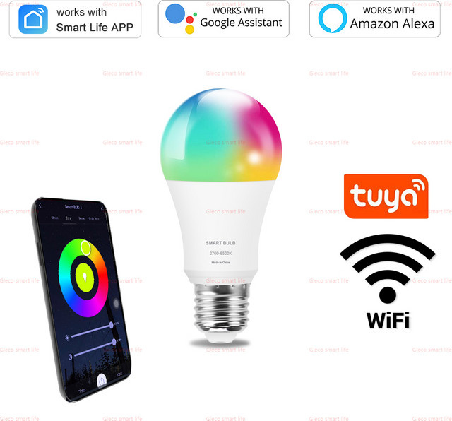 Tuya Smart WiFi LED Glühbirne E27 RGBCW mit 15W oder 20W, kompatibel mit Alexa und Google Assistent - Bild 1