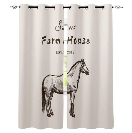 Dekorative Vorhänge mit Pferde-Silhouette im Landhausstil von Super Six, Beige, B: 135 cm, H: 60 cm