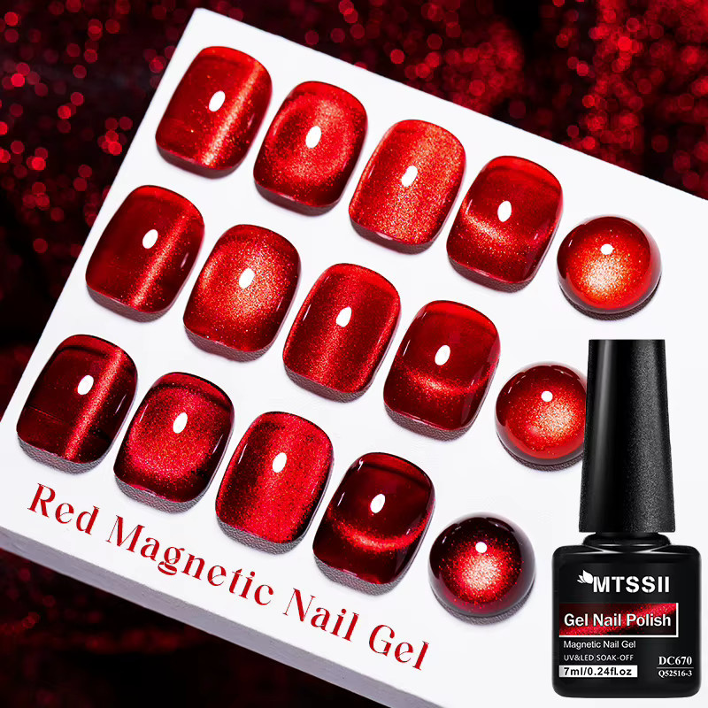 Mtssii Magnetischer Gel-Nagellack, Weinrot, 7 ml, Glänzend - Bild 4