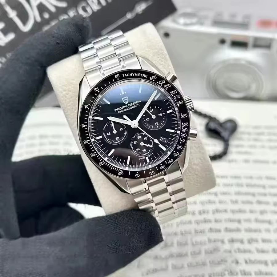 Pagani Design Chronograph, Edelstahl, Schwarz, Quarz, Herren - Bild 2