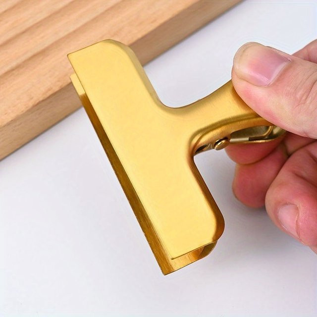 5 Stück robuste Edelstahl-Beutelklammern in Gold für luftdichten Verschluss von Snacks und Lebensmitteln - Bild 1
