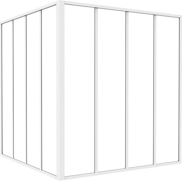 Vente-unique Glaswand Bayview Weiß aus Aluminium und Glas, Breite: 120 cm, Höhe: 130 cm, Tiefe: 120 cm - Bild 1