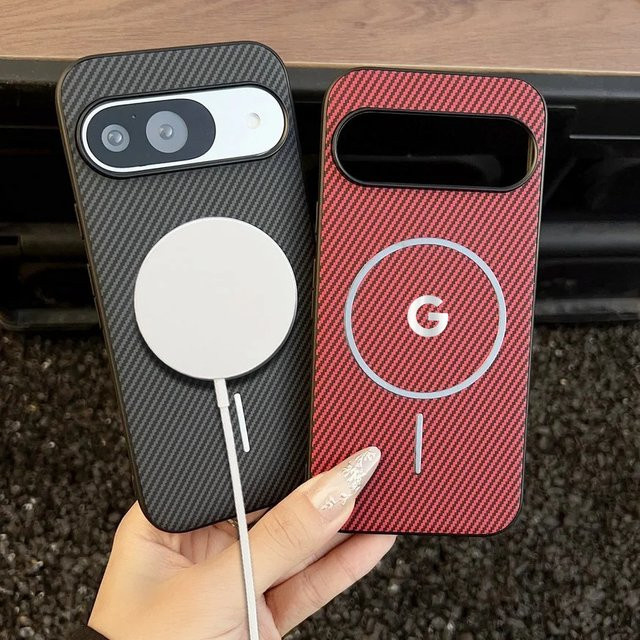 Business-Schutzhülle aus Kevra-Carbonfaser-Leder für Google Pixel 10, 9, Pro, XL, 8, 7, 6, A/Pro in Schwarz und Blau mit kabellosem Laden und sturzsicherem Design - Bild 1