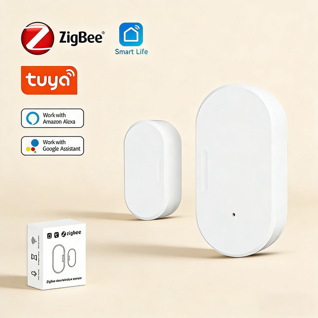 Tuya Zigbee Tür- und Fenstersensor in Weiß für Smart Home Sicherheitsalarm mit Smart Life App-Steuerung, kompatibel mit Alexa und Google Home - Bild 1