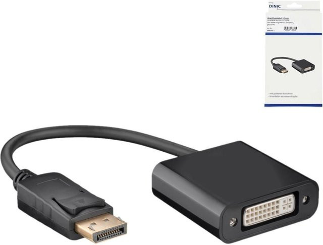 DINIC Adapter DisplayPort auf DVI-D in Schwarz, 15 cm Länge, unterstützt 1080p Auflösung - Bild 1