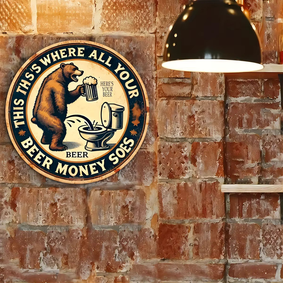 Potdemiel Vintage Aluminiumschild Alle Ihre Biergeld ist hier als rustikale Wanddekoration für Bar und Zuhause, B/H: 19,81 x 19,81 cm, Mehrfarbig - Bild 6