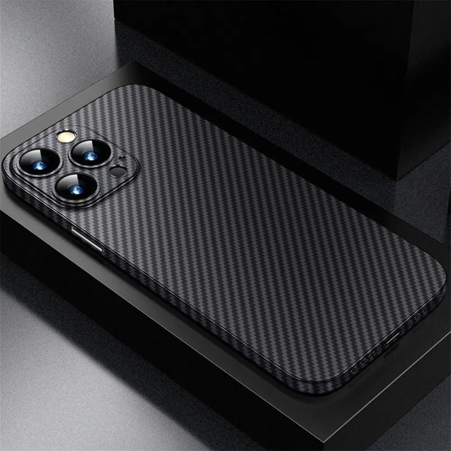 Ultradünne Matte Kohlefaser Hülle für Apple iPhone in Schwarz, 0,2 mm Dicke - Bild 1
