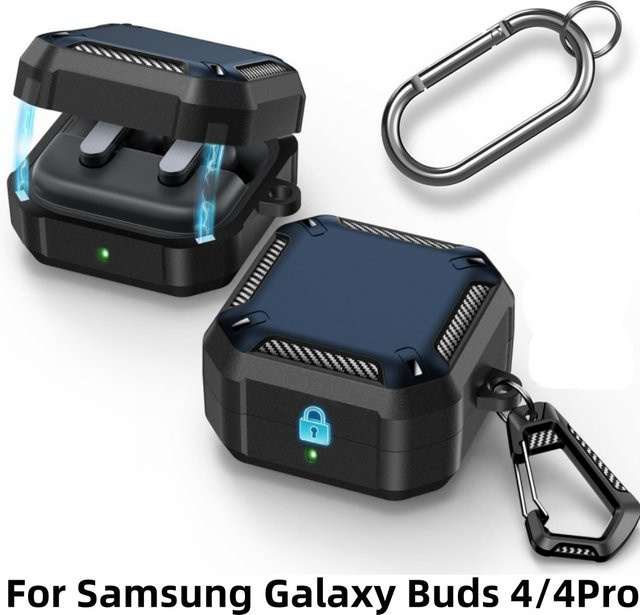 Samsung Ohrhörer-Hülle für Galaxy Buds 4 / Buds 4 Pro mit Magnetverschluss und Carbonfaser-Textur in Transparent - Bild 1