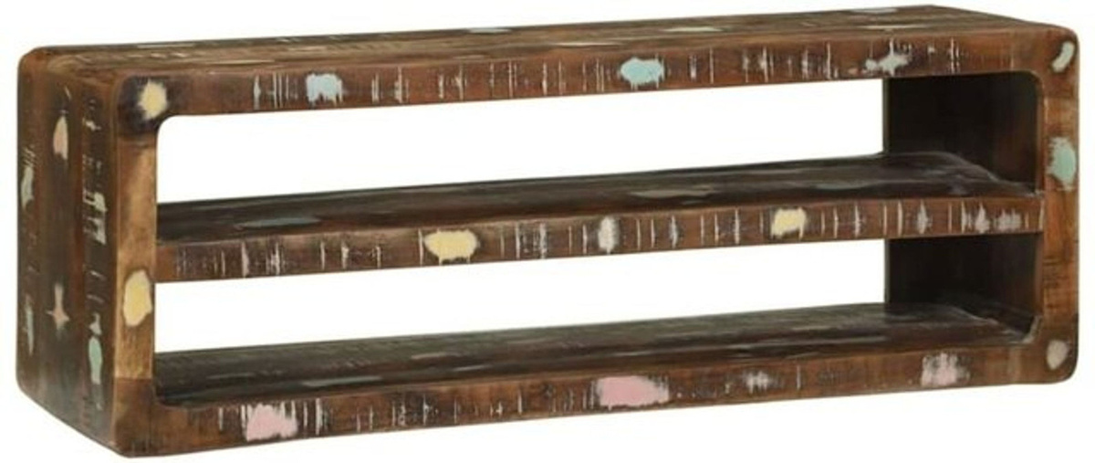 vidaxl TV-Schrank aus Massivholz in Landhaus- und Industrial-Optik, Mehrfarbig/Braun, B/H/T: 100 x 36 x 32 cm - Bild 1