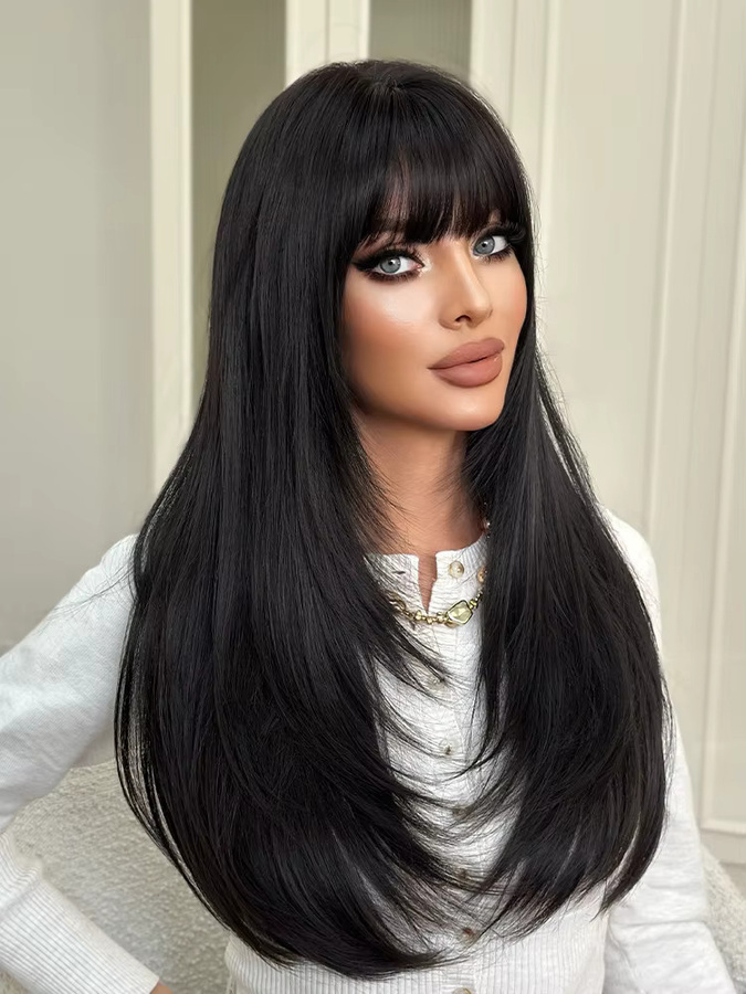 7JHH WIGS Perücke, schwarz, lang, glatt, Damen - Bild 5