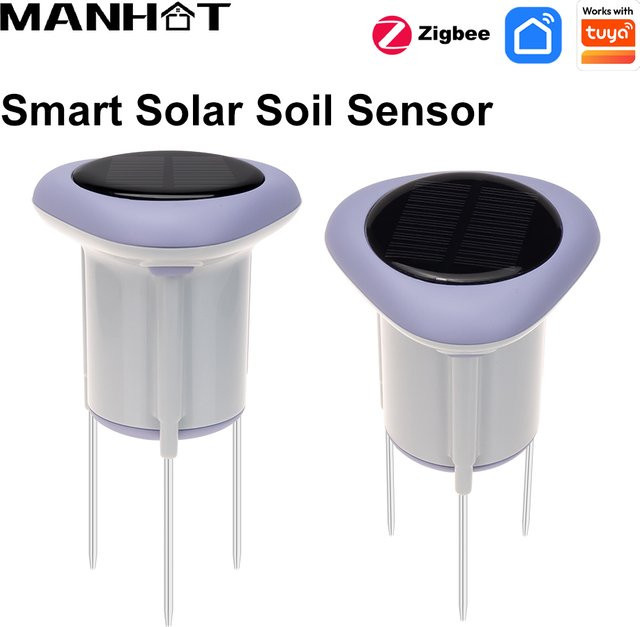 MANHOT Zigbee Smart Solar Bodensensor IP66 Wasserdichter Temperatur- und Feuchtigkeitsdetektor in Weiß für Haus, Garten und Pflanzen via Smart Life - Bild 1