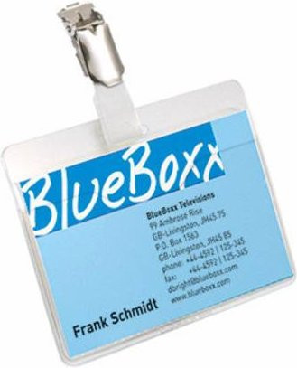 Durable Namensschild 810619 für Betriebsausweise, transparent, mit drehbarem Clip, 25 Stück, B: 9 cm, H: 6 cm - Bild 1