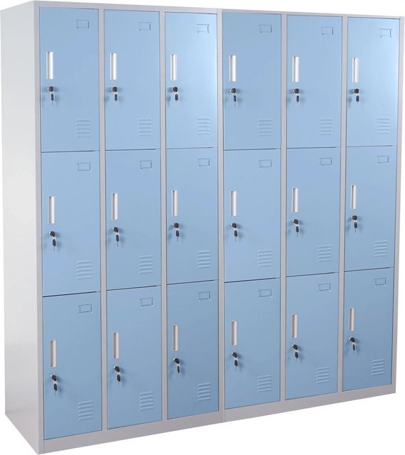 Proregal Schließfachschrank Saturn mit 18 Fächern aus Metall in Blau, H x B x T: 180 x 180 x 50 cm - Bild 1