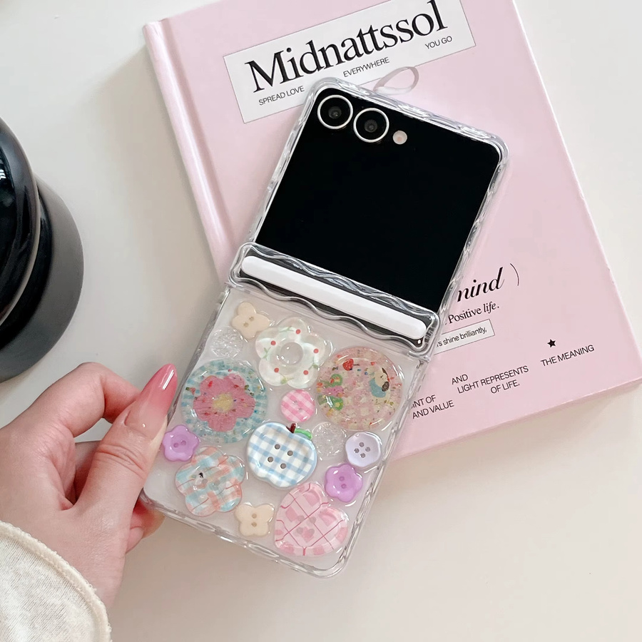 JINHR Handyhülle für Samsung Galaxy Z Flip 7 6 5 4 3 mit Lanyard-Riemen und Knopf-Design in Bunt - Bild 2