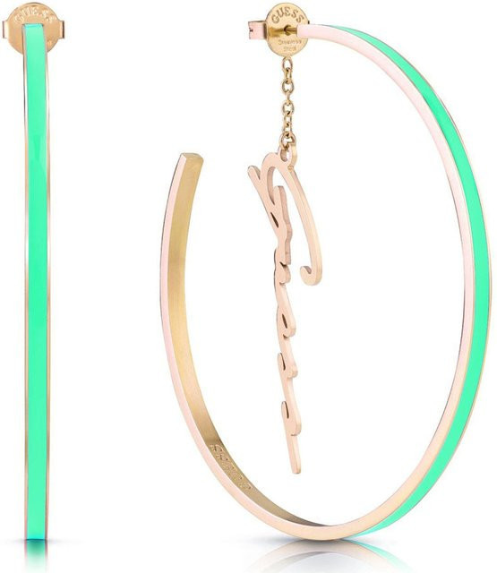 Guess Ohrhänger Edelstahl, Gold, Damen, Kristall - Bild 1