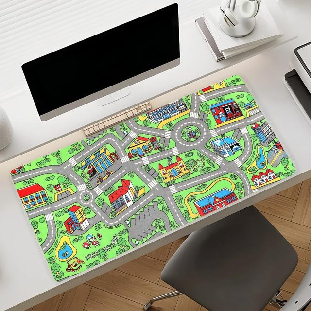 Mauspad Stadtstraße von Farren, rutschfeste Computer-Matte für Gamer und Büro, Multicolor, B/T/H: 90 x 40 x 0,3 cm - Bild 1