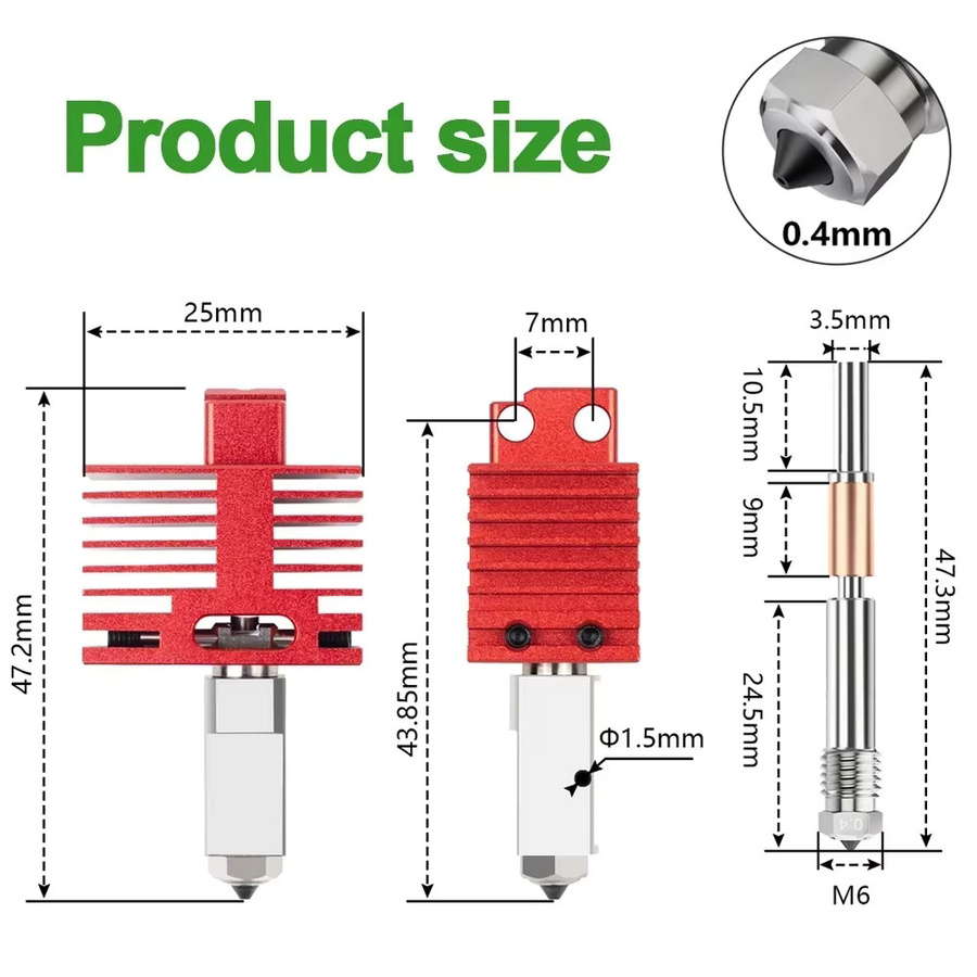 Bambu Lab Hotend mit Düse und Thermistor V4.0 für P1S, X1 Carbon und P1P Zubehör - Bild 3